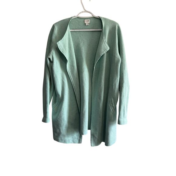 J crew vanessa open front sweater mint green cardigan womens medium pockets - Picture 1 of 8